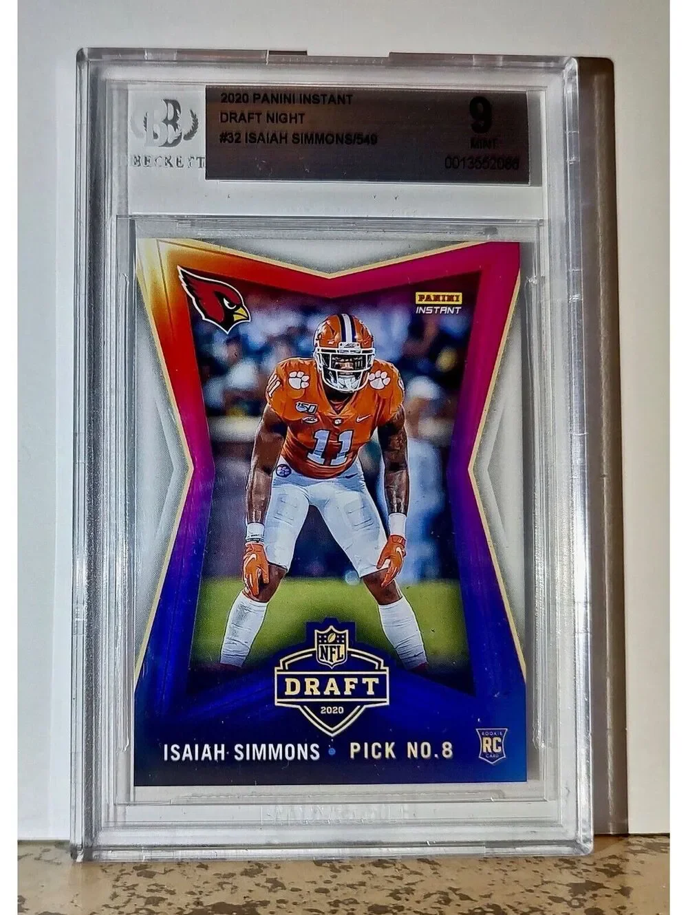 Isaiah Simmons 2020 Panini NFL #32 Draft Rookie 1 of 549 BGS 9 Mint Cardinals